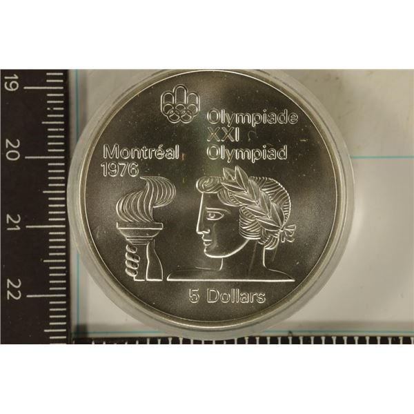 1974 CANADA SILVER UNC $5 MONTREAL OLYMPIC COIN
