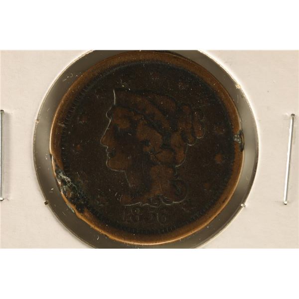1856 US LARGE CENT RIM DAMAGE
