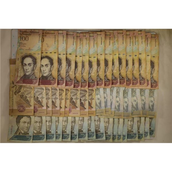 50-VENEZUELA BILLS: 100 BOLIVARES & 500 BOLIVARES