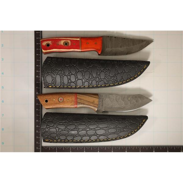 2 DAMASCUS STEEL FIXED BLADE BRAND NEW KNIVES