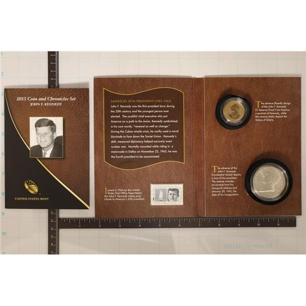 2015 KENNEDY HALF COIN & CHRONICLE SET WITH 1OZ