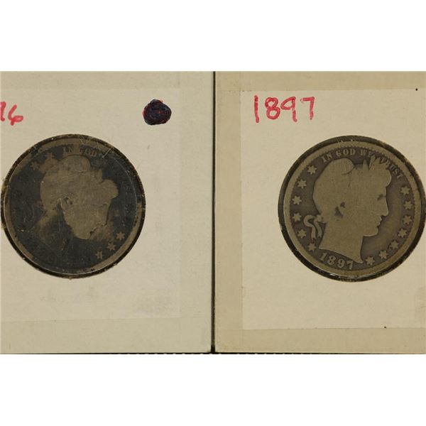 1896 TONED & 1897 SILVER BARBER QUARTERS
