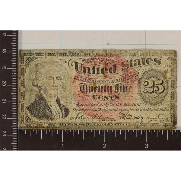 1863 25 CENT US FRACTIONAL CURRENCY AS SHOWN