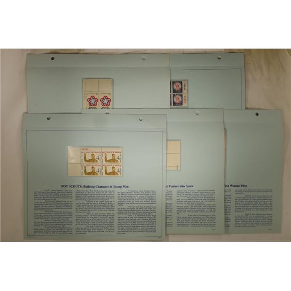 5-BLOCKS OF 4 UNCANCELLED US POSTAGE: 2-FOUR