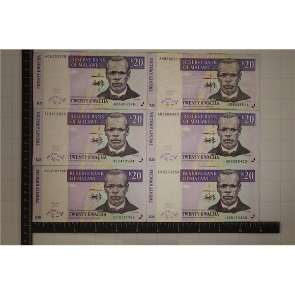 6-1989 MALAWI 20 KWACHA BILLS