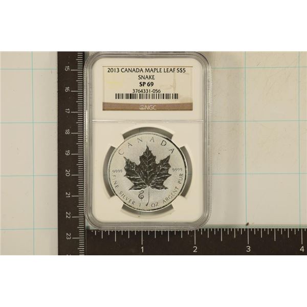 2013 CANADA $5 SILVER MAPLE LEAF SNAKE NGC SP69