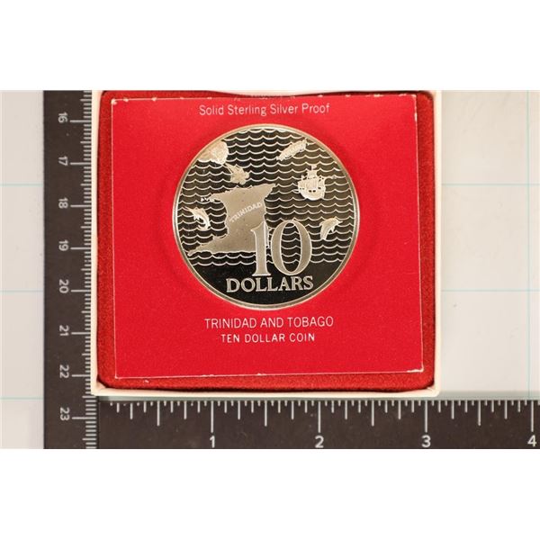 1974 TRINIDAD AND TABAGO SOLID STERLING PF $10