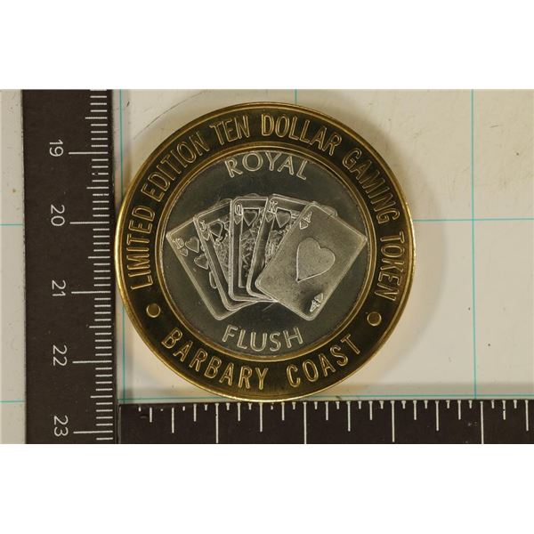 CASINO $10 SILVER TOKEN (UNC) BARBARY COAST