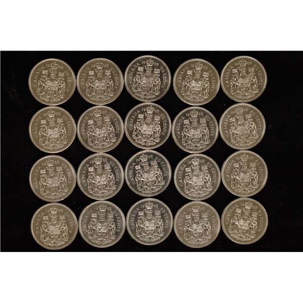 20-1968 CANADA BRILLIANT UNC 50 CENT COINS