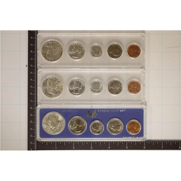 3 US SILVER COIN SETS: 1961 & 1963 PF SETS & 1965