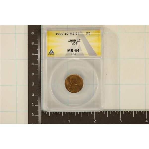 1909-VDB LINCOLN CENT ANACS MS64RB