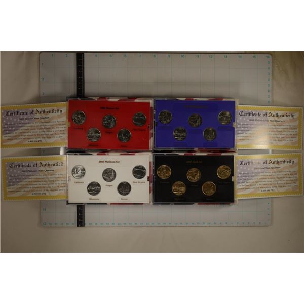 2005 US QUARTER SETS IN BOXES AND WITH CERTS.