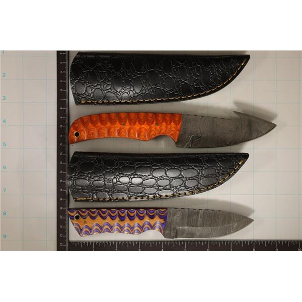 2 DAMASCUS STEEL FIXED BLADE BRAND NEW KNIVES