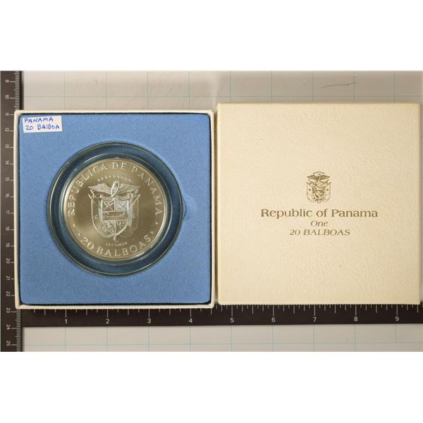 1973 PANAMA SILVER 20 BALBOAS 3.8539 OZ. ASW