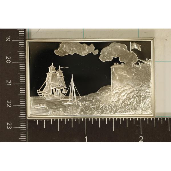 1.86 TROY OZ. PF STERLING SILVER INGOT BICENTEN.