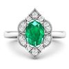 Image 3 : 14KT White Gold 1ctw Zambian Emerald and Diamond Ring
