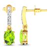 Image 4 : 14KT Yellow Gold 1.26ctw Peridot Topaz and Diamond Earrings