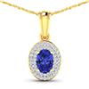 14KT Yellow Gold 0.62ctw Tanzanite and Diamond Pendant