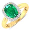 Image 1 : 14KT Yellow Gold 1.74ctw Zambian Emerald and Diamond Ring
