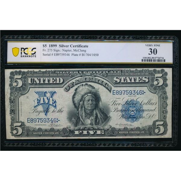 1899 $5 Chief Silver Certificate PCGS 30