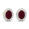 Image 3 : 14KT Yellow Gold 3ctw Ruby and Diamond Earrings