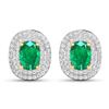 Image 1 : 14KT Yellow Gold 1.12ctw Zambian Emerald and Diamond Earrings