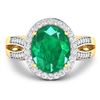 Image 3 : 14KT Yellow Gold 3.14ctw Zambian Emerald and Diamond Ring