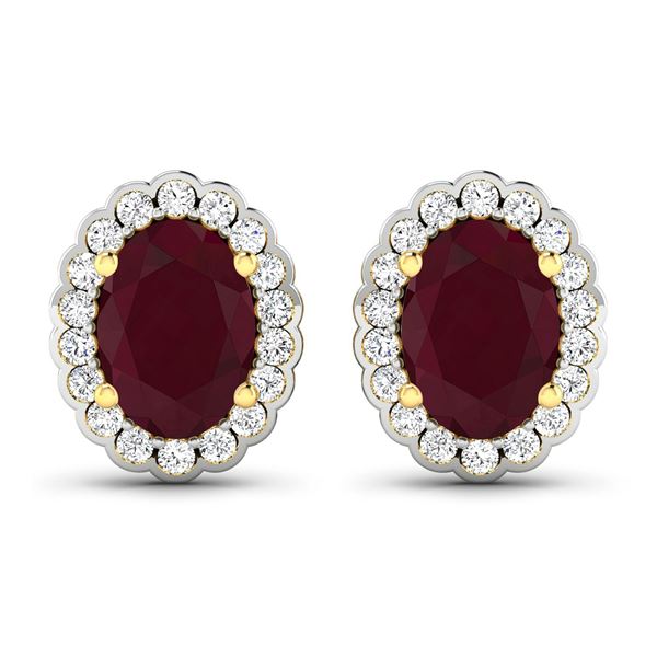 14KT Yellow Gold 1.7ctw Ruby and Diamond Earrings