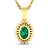 Image 3 : 14KT Yellow Gold 1.1ctw Zambian Emerald and Diamond Pendant