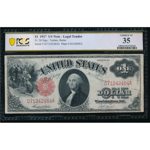 1917 $1 Legal Tender Note PCGS 35
