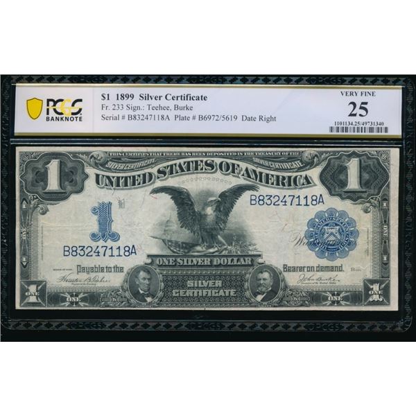 1899 $1 Black Eagle Silver Certificate PCGS 25