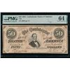1864 $50 T-66 Confederate PMG 64