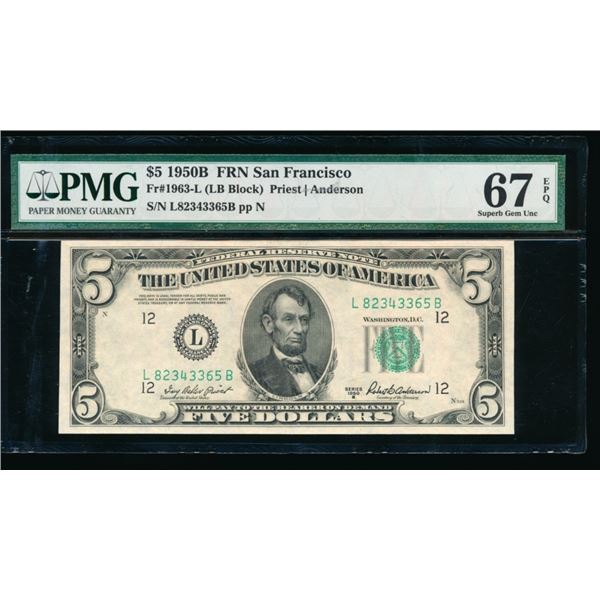 1950B $5 San Francisco FRN PMG 67EPQ