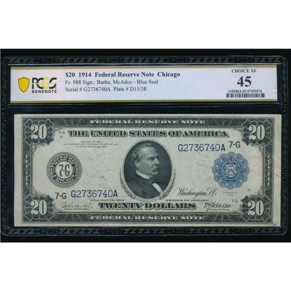 1914 $20 Chicago FRN PCGS 45