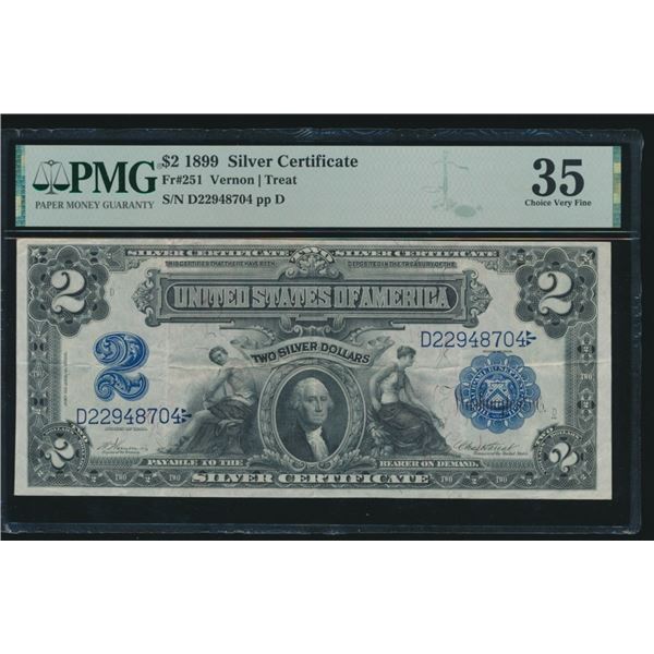 1899 $2 Mini Porthole Silver Certificate PMG 35
