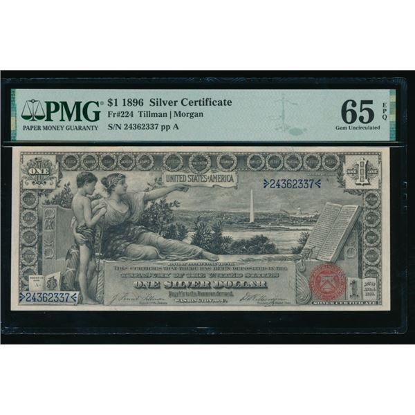 1896 $1 Educational Silver Certificate PMG 65EPQ