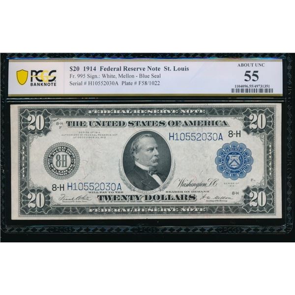 1914 $20 St Louis FRN PCGS 55