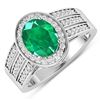 Image 1 : 14KT White Gold 1.53ctw Zambian Emerald and Diamond Ring