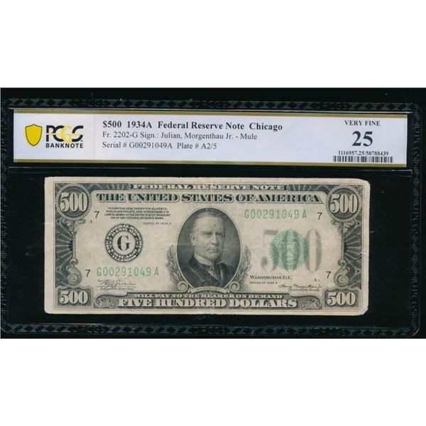 1934A $500 Chicago FRN PCGS 25