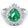 Image 2 : 14KT White Gold 2.85ctw Zambian Emerald and Diamond Ring