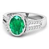 Image 2 : 14KT White Gold 1.53ctw Zambian Emerald and Diamond Ring