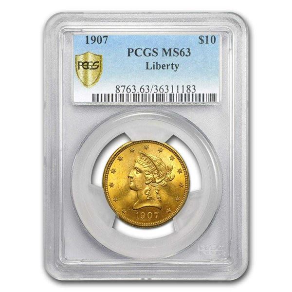 Ten (10) Gold $10.00 Liberty Head PCGS MS63