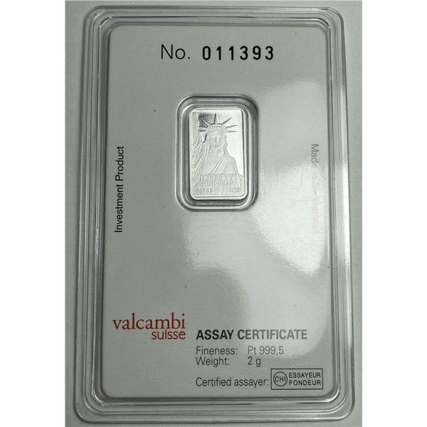 Valcambi Suisse 2g .9995 Platinum Bar