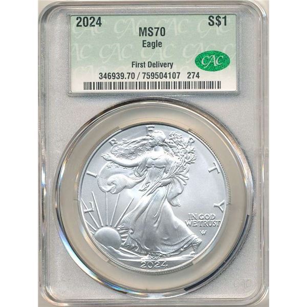 2024 American Silver Eagle CAC MS70 First Delivery