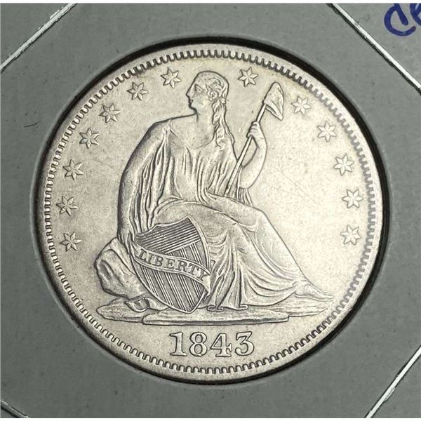 1843-O Seated Liberty Silver Half Dollar AU58 Details