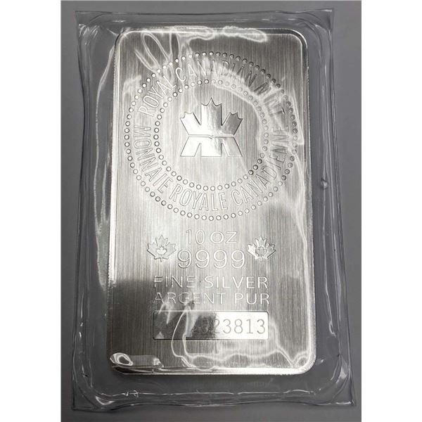 Royal Canadian Mint 10 ozt .9999 Silver Bar