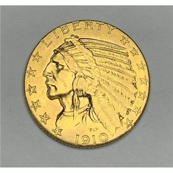 1910 Gold $5 Indian Head MS62
