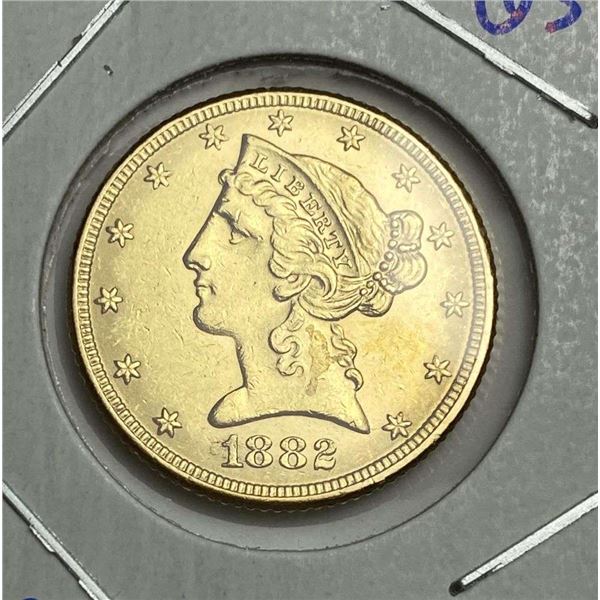 1882 Gold $5 Liberty Head MS63