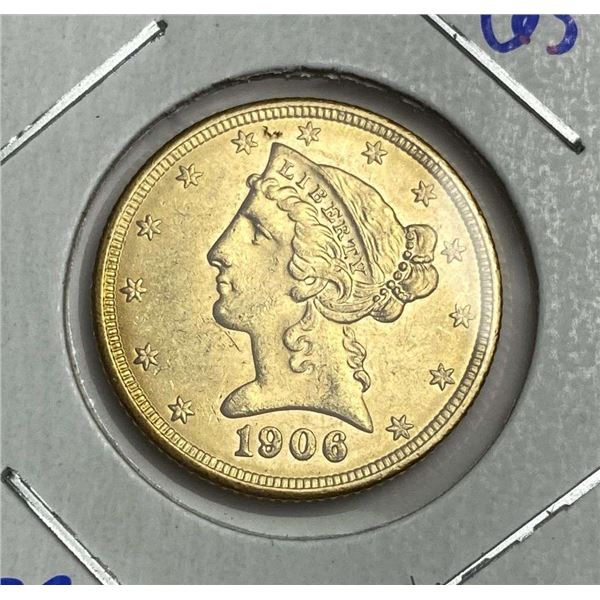 1906 Gold $5 Liberty Head MS63