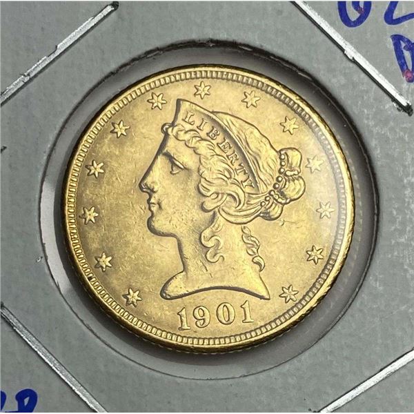 1901-S Gold $5 Liberty Head MS62 Details